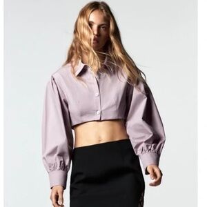 NWT ZARA Cropped Poplin Shirt SIZE M